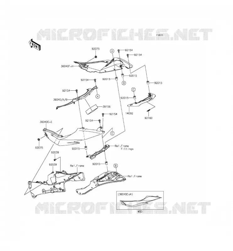 CACHE LAT&Eacute;RAL Kawasaki MOTOS 636 2013 NINJA ZX-6R  ZX636EDF