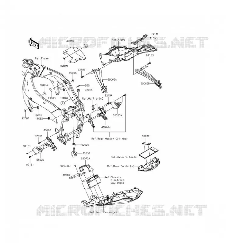 PIECE DE CADRE (COUVERTURE) Kawasaki MOTOS 636 2013 NINJA ZX-6R  ZX636EDF