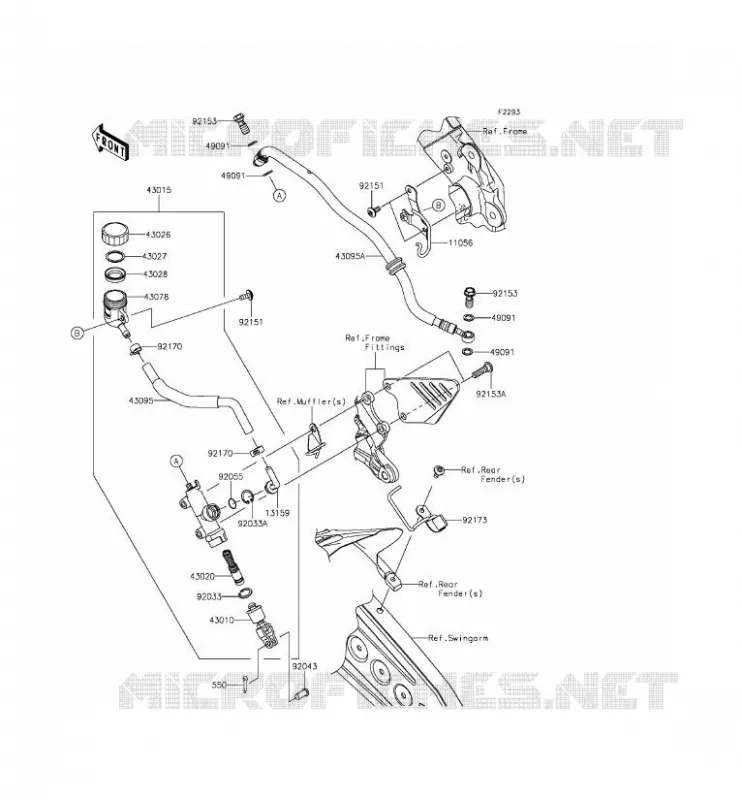 MAITRE CYLINDRE ARRI&Egrave;RE Kawasaki MOTOS 636 2014 NINJA ZX-6R  ZX636EEF