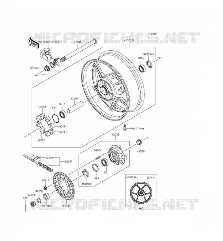 ROUE ARRI&Egrave;RE/CHAINE Kawasaki MOTOS 636 2014 NINJA ZX-6R  ZX636EEF