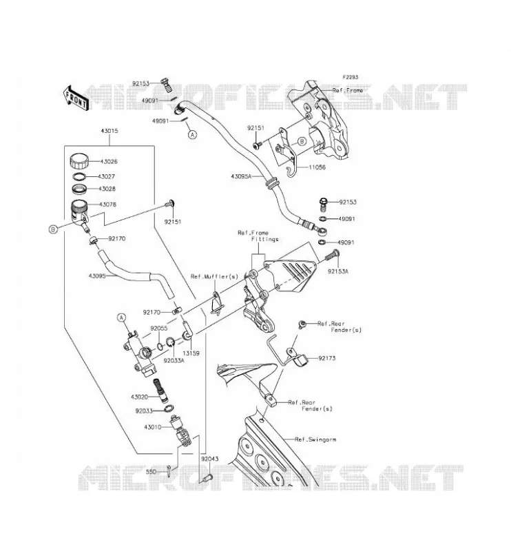 MAITRE CYLINDRE ARRI&Egrave;RE Kawasaki MOTOS 636 2014 NINJA ZX-6R  ZX636EEF