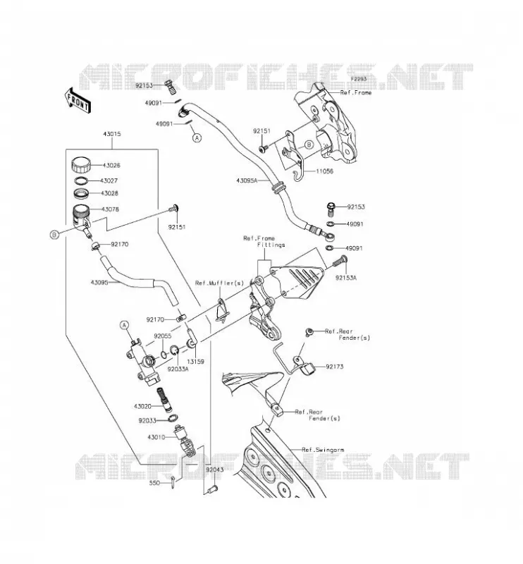 MAITRE CYLINDRE ARRI&Egrave;RE Kawasaki MOTOS 636 2014 NINJA ZX-6R  ZX636EEF