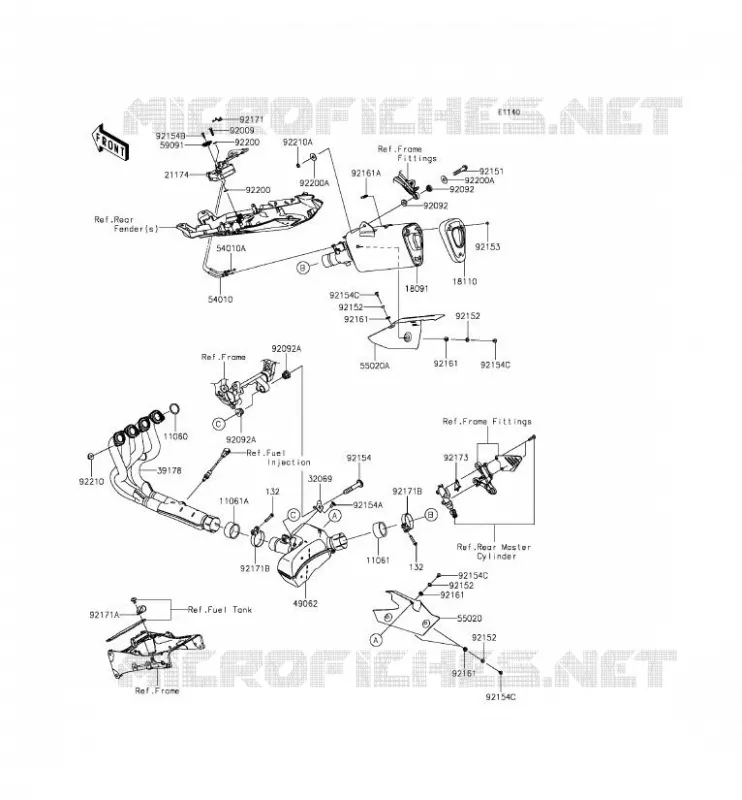 &Eacute;CHAPPEMENT Kawasaki MOTOS 636 2015 NINJA ZX-6R ABS  ZX636FFF