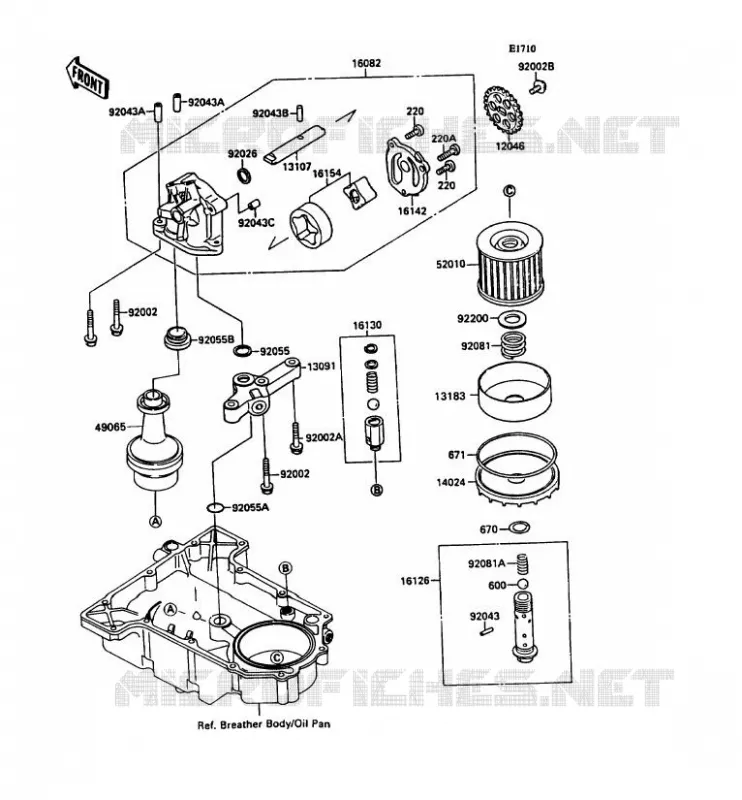POMPE A HUILE/FILTRE &Agrave; HUILE Kawasaki MOTOS 750 1990 ZXR750  ZX750-H2
