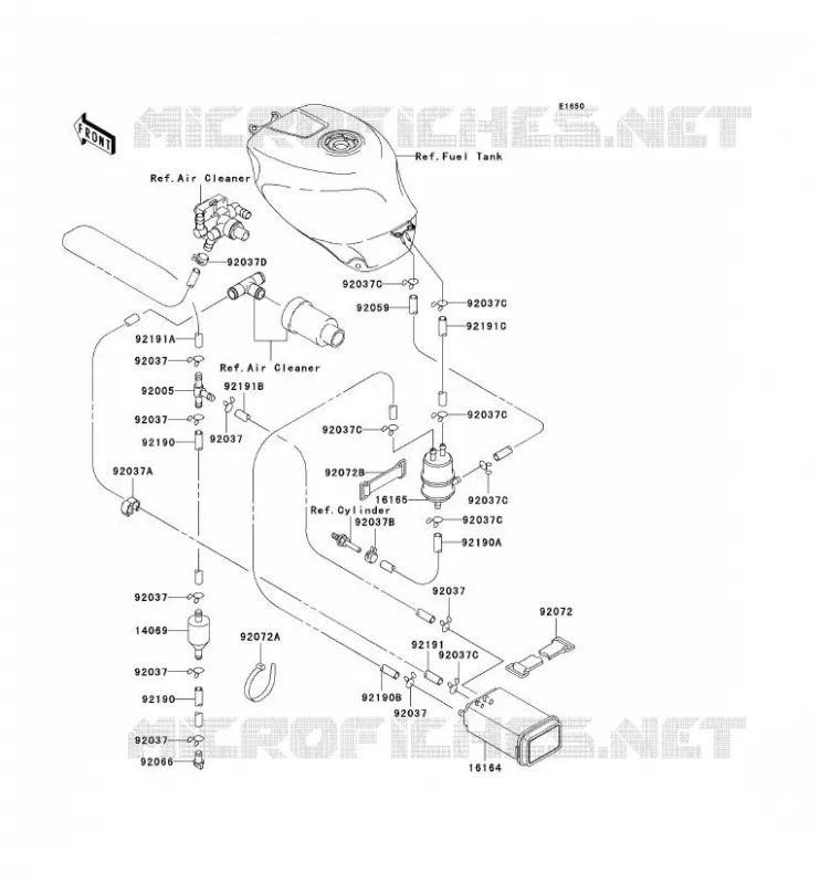 SYSTEME D'EVAPORATION CARBURANT(CA) Kawasaki MOTOS 750 2000 NINJA ZX-7R  ZX750-P5