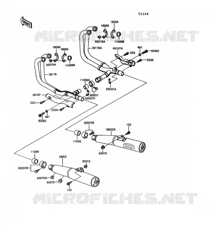 &Eacute;CHAPPEMENT Kawasaki MOTOS 900 1993 GPZ900R  ZX900-A10