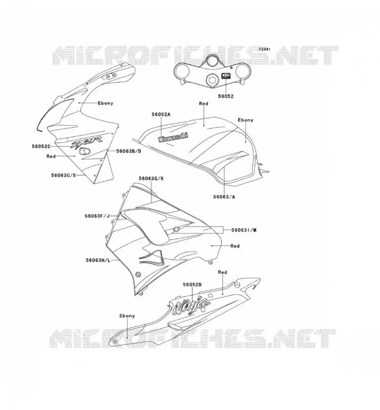 STICKER(EBONY/ROUGE) Kawasaki MOTOS 900 2000 NINJA ZX-9R  ZX900-E1