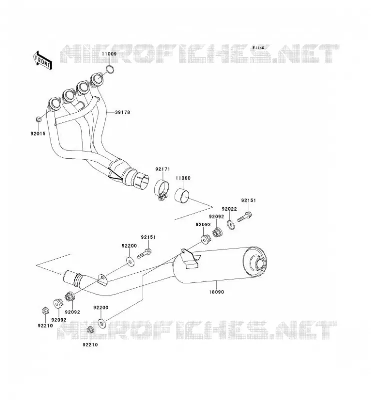 &Eacute;CHAPPEMENT Kawasaki MOTOS 900 2000 NINJA ZX-9R  ZX900-E1H