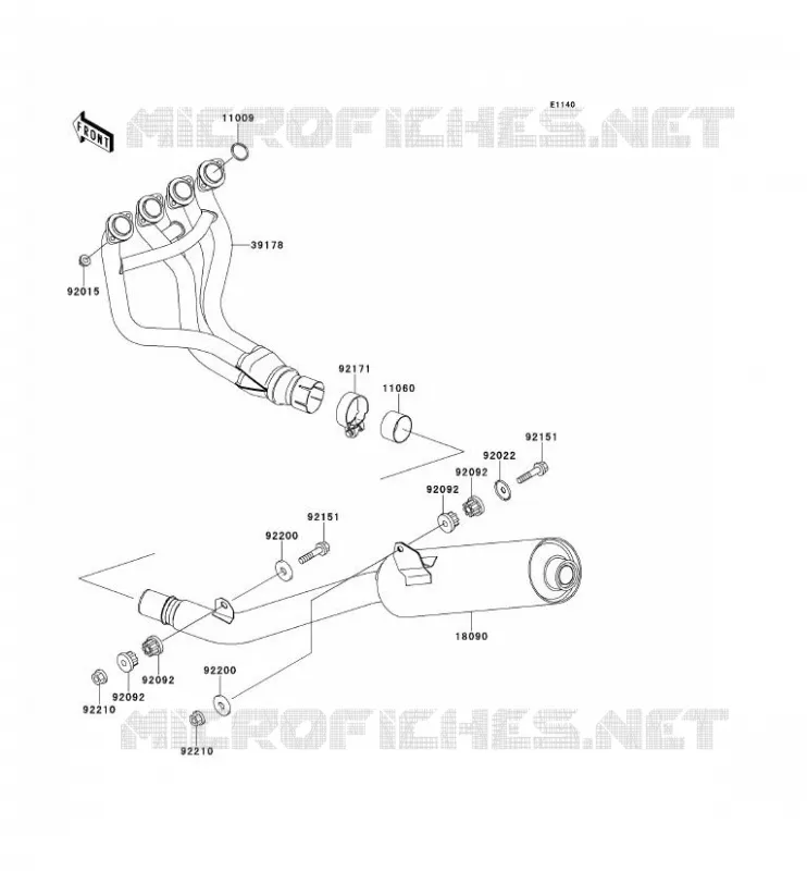 &Eacute;CHAPPEMENT Kawasaki MOTOS 900 2000 NINJA ZX-9R  ZX900-E1H