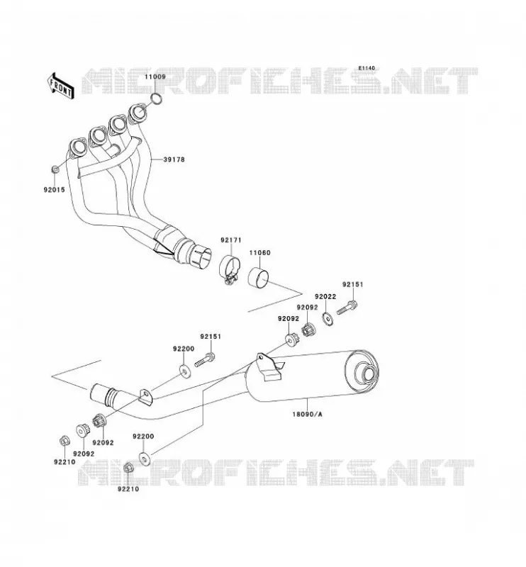&Eacute;CHAPPEMENT Kawasaki MOTOS 900 2001 NINJA ZX-9R  ZX900-E2