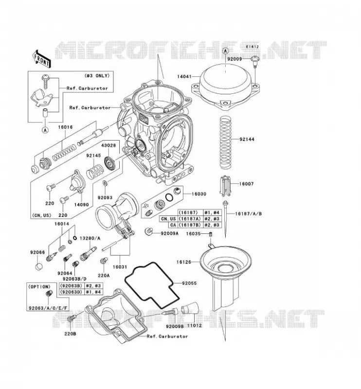 PI&Egrave;CES DE CARBURATEUR Kawasaki MOTOS 900 2002 NINJA ZX-9R  ZX900-F1