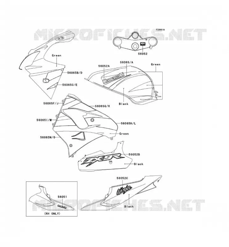 STICKER(VERT/BLACK) Kawasaki MOTOS 900 2002 NINJA ZX-9R  ZX900-F1