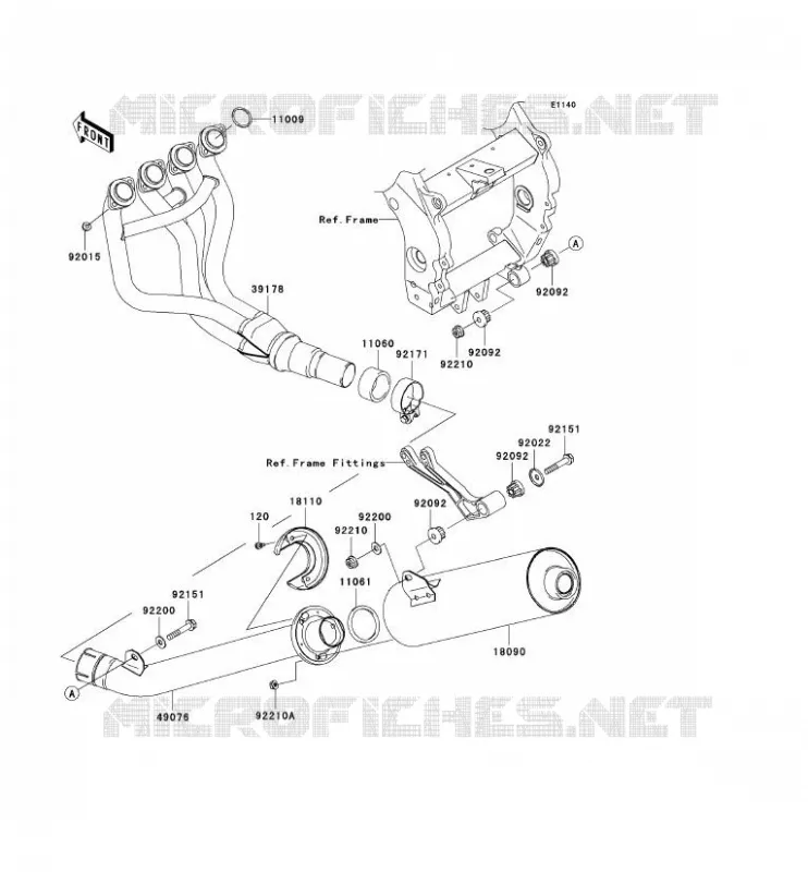 &Eacute;CHAPPEMENT Kawasaki MOTOS 900 2002 NINJA ZX-9R  ZX900-F1H