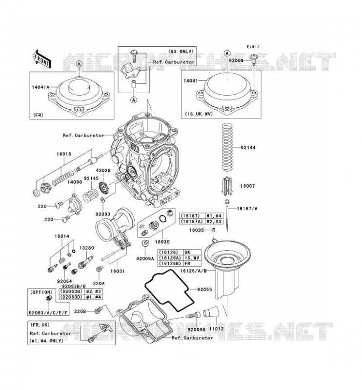 PI&Egrave;CES DE CARBURATEUR Kawasaki MOTOS 900 2002 NINJA ZX-9R  ZX900-F1P