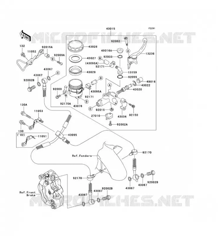 MAITRE CYLINDRE AV Kawasaki MOTOS 900 2002 NINJA ZX-9R  ZX900-F1P