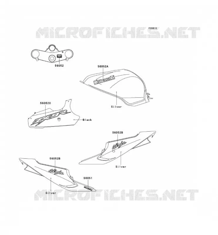 DECALS(SILVER) Kawasaki MOTOS 900 2003 NINJA ZX-9R  ZX900-F2