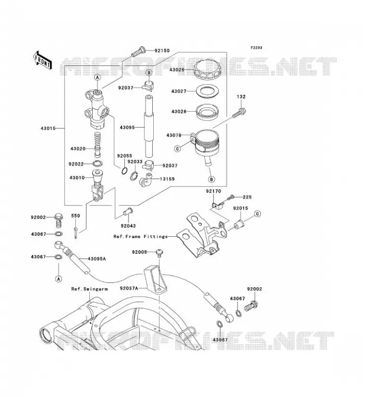 MAITRE CYLINDRE ARRI&Egrave;RE Kawasaki MOTOS 900 2003 NINJA ZX-9R  ZX900-F2H