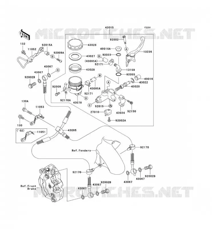 MAITRE CYLINDRE AV Kawasaki MOTOS 900 2003 NINJA ZX-9R  ZX900-F2H