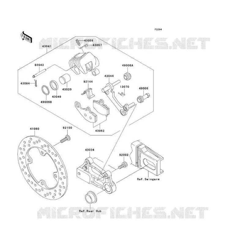 FREIN ARRIERE Kawasaki MOTOS 900 2003 NINJA ZX-9R  ZX900-F2H