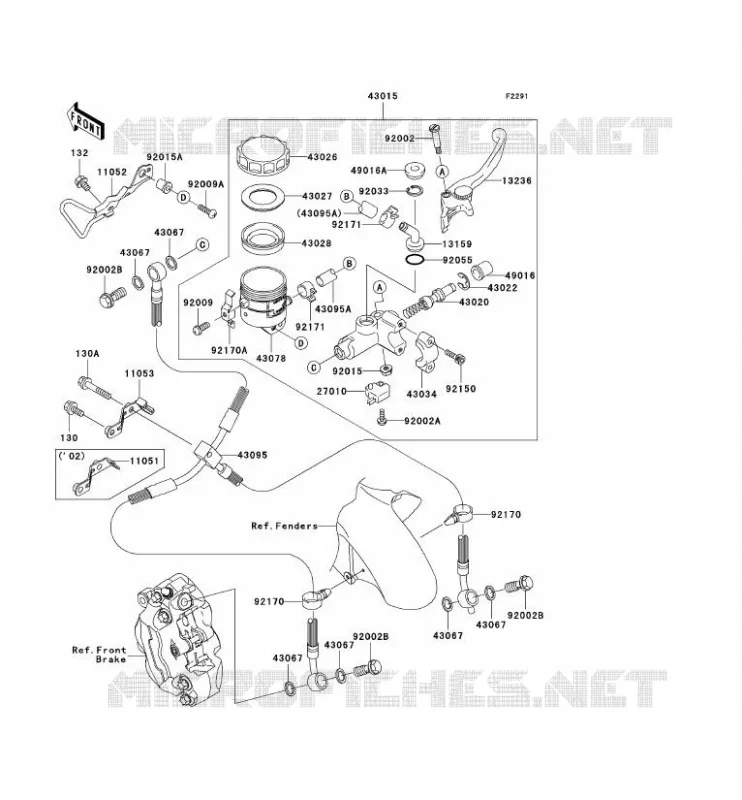 MAITRE CYLINDRE AV Kawasaki MOTOS 900 2003 NINJA ZX-9R  ZX900-F2H