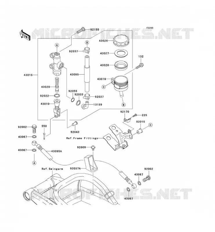 MAITRE CYLINDRE ARRI&Egrave;RE Kawasaki MOTOS 900 2003 NINJA ZX-9R  ZX900-F2P