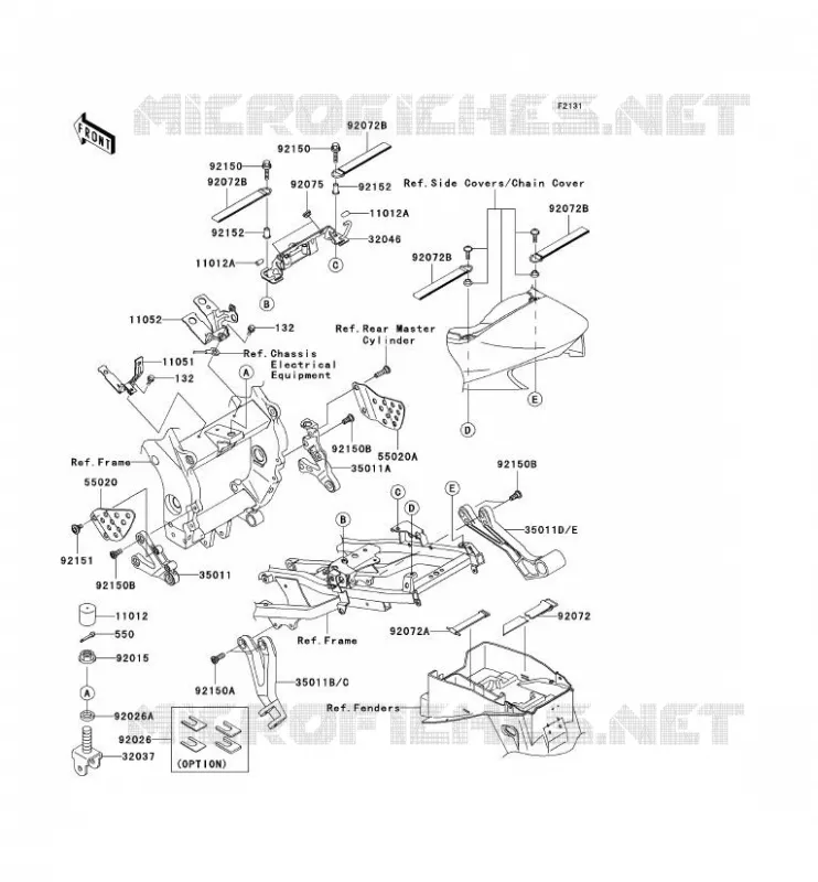 PIECE DE CADRE (COUVERTURE) Kawasaki MOTOS 900 2003 NINJA ZX-9R  ZX900-F2P