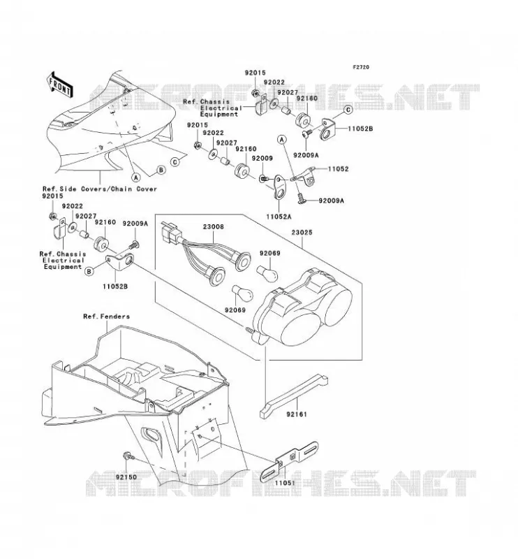 FEUX ARRI&Egrave;RE(S) Kawasaki MOTOS 900 2003 NINJA ZX-9R  ZX900-F2P