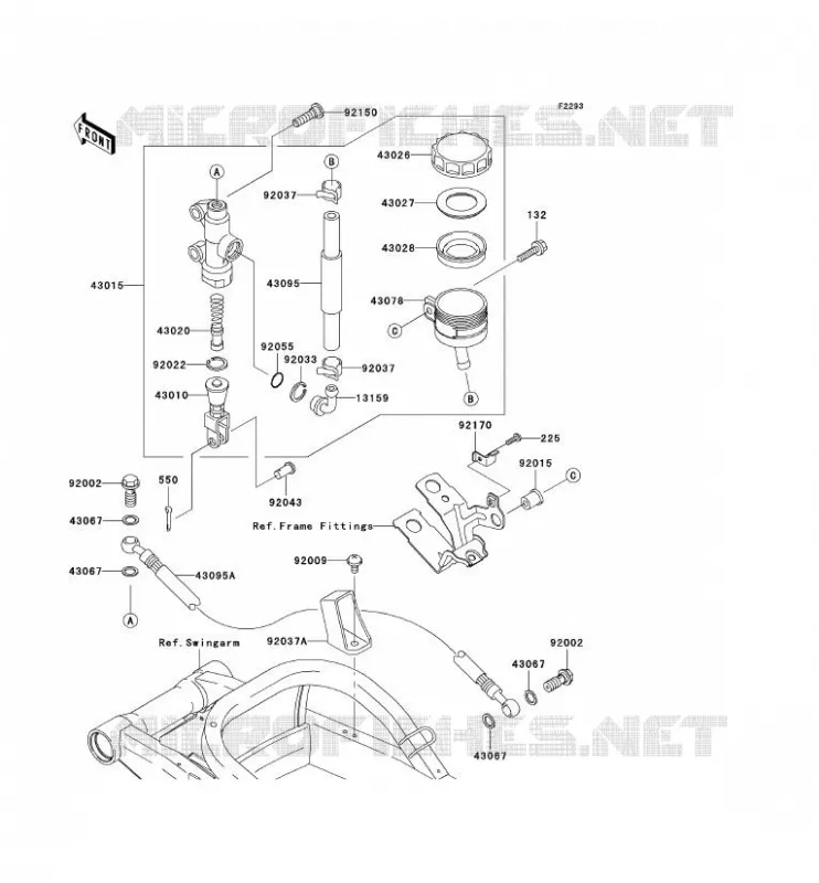 MAITRE CYLINDRE ARRI&Egrave;RE Kawasaki MOTOS 900 2003 NINJA ZX-9R  ZX900-F2P