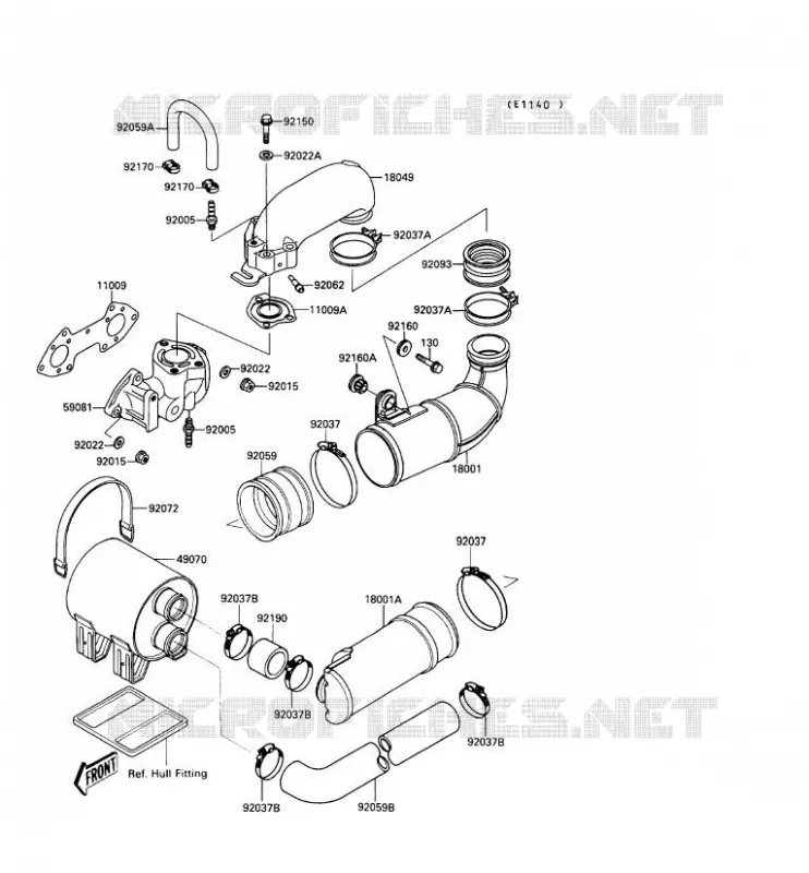 &Eacute;CHAPPEMENT Kawasaki JET SKI 650 1990 JET MATE  JB650-A2