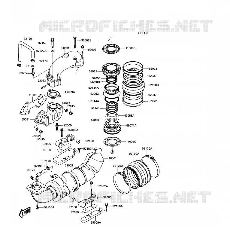 &Eacute;CHAPPEMENT Kawasaki JET SKI 650 1990 JET SKI TS  JF650-B2