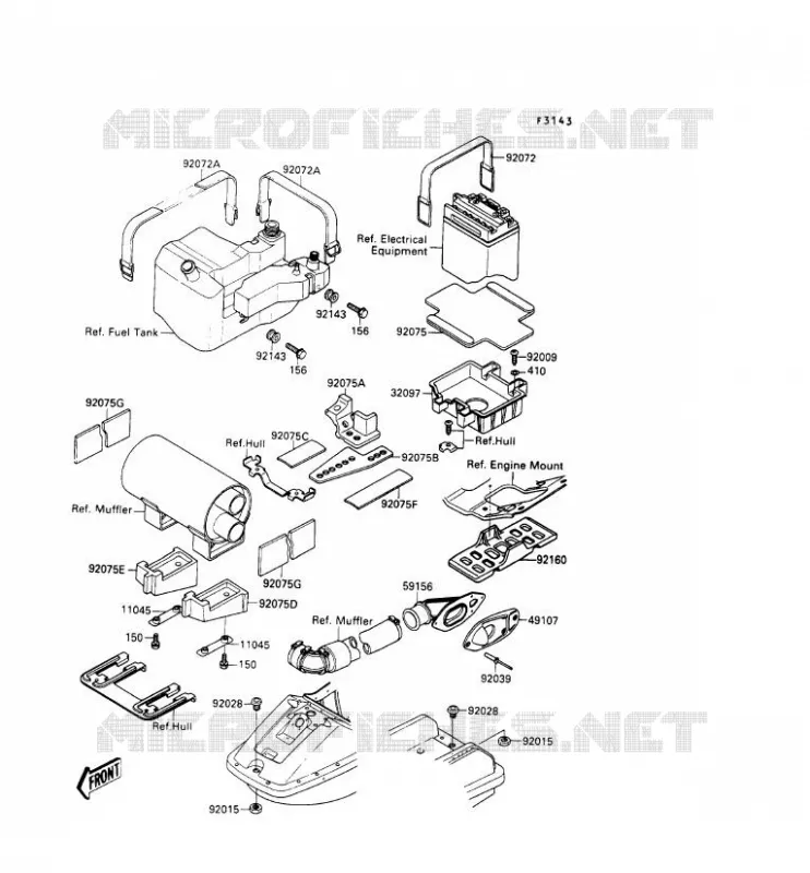 PIECE COQUE Kawasaki JET SKI 650 1990 JET SKI 650SX  JS650-A4