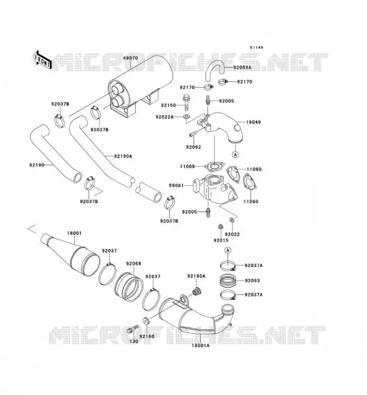 &Eacute;CHAPPEMENT Kawasaki JET SKI 650 1993 JET SKI 650SX  JS650-B3