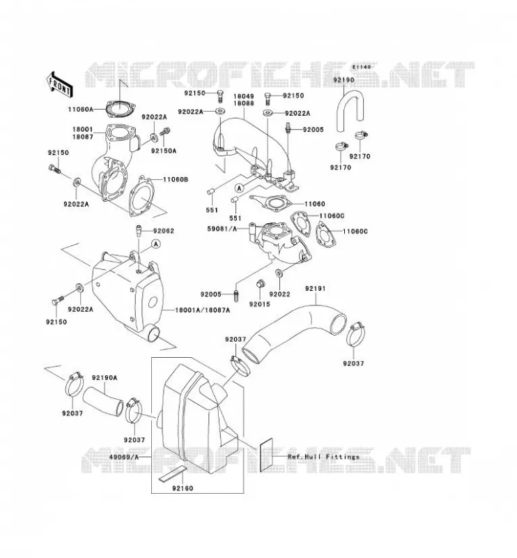 &Eacute;CHAPPEMENT Kawasaki JET SKI 750 1999 JET SKI 750 SXI PRO  JS750-C2