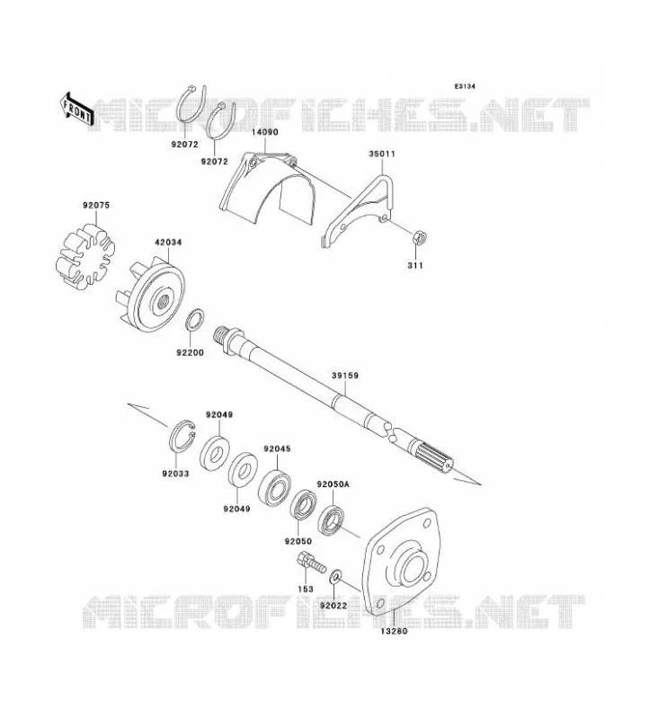 ARBRE DE TRANSMISSION Kawasaki JET SKI 800 2003 JET SKI 800 SX-R  JS800-A1