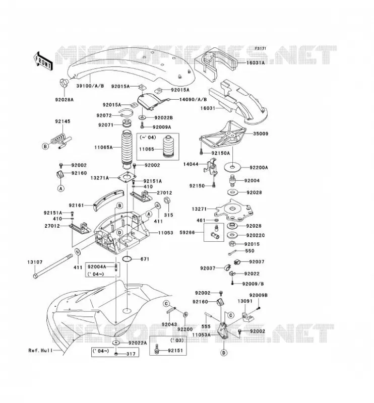 POIGNEE POLE Kawasaki JET SKI 800 2003 JET SKI 800 SX-R  JS800-A1