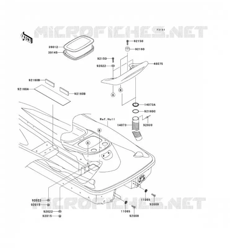 PIECE COQUE AR Kawasaki JET SKI 1200 2002 JET SKI 1200 STX-R  JT1200-A1