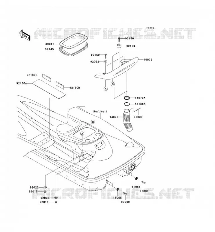 PIECE COQUE AR Kawasaki JET SKI 1200 2002 JET SKI 1200 STX-R  JT1200-A1