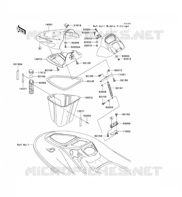 PIECE COQUE AV Kawasaki JET SKI 1200 2004 JET SKI 1200 STX-R  JT1200-C1