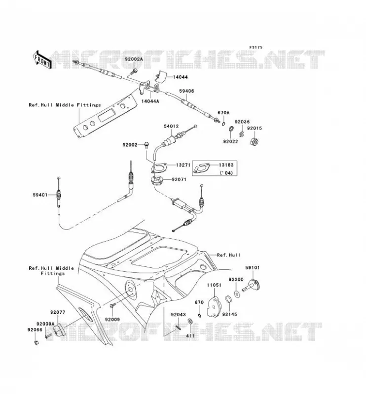 CABLES Kawasaki JET SKI 1200 2005 JET SKI 1200 STX-R  JT1200-C2