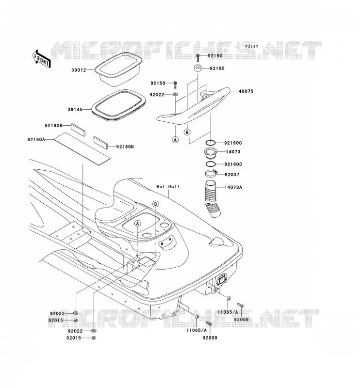 PIECE COQUE AR Kawasaki JET SKI 1200 2005 JET SKI 1200 STX-R  JT1200-C2