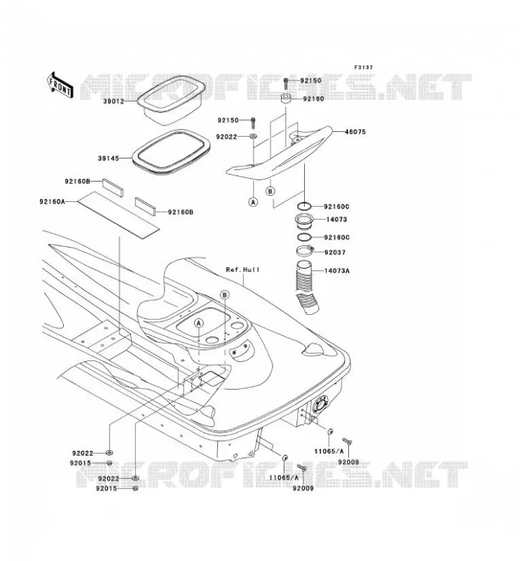 PIECE COQUE AR Kawasaki JET SKI 1200 2005 JET SKI 1200 STX-R  JT1200-C2