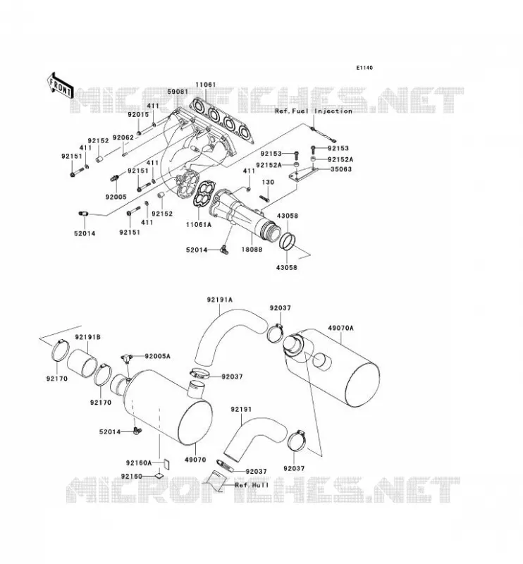 &Eacute;CHAPPEMENT Kawasaki JET SKI 1500 2005 JET SKI STX-15F  JT1500-A2