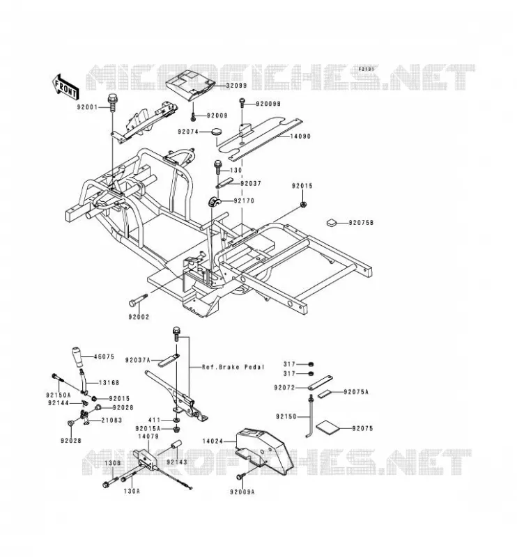 PIECE DE CADRE (COUVERTURE) Kawasaki SSV 300 1995 MULE 500  KAF300-B1