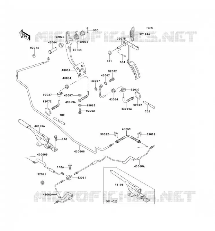 PEDALE DE FREIN Kawasaki SSV 300 2000 MULE 550  KAF300-C4