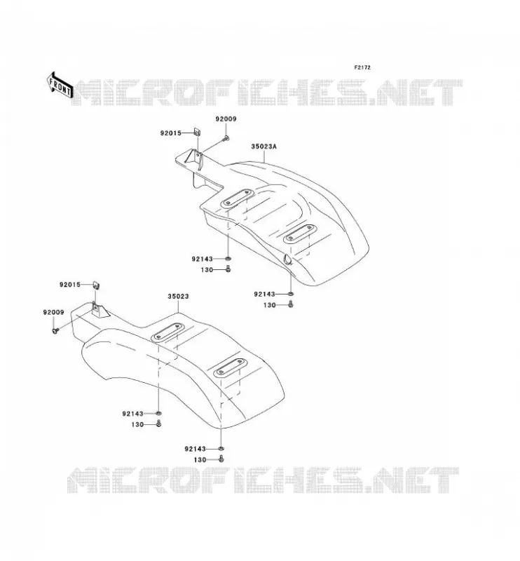 GARDE BOUE ARRI&Egrave;RE Kawasaki SSV 400 2005 MULE 610 4X4  KAF400-A1