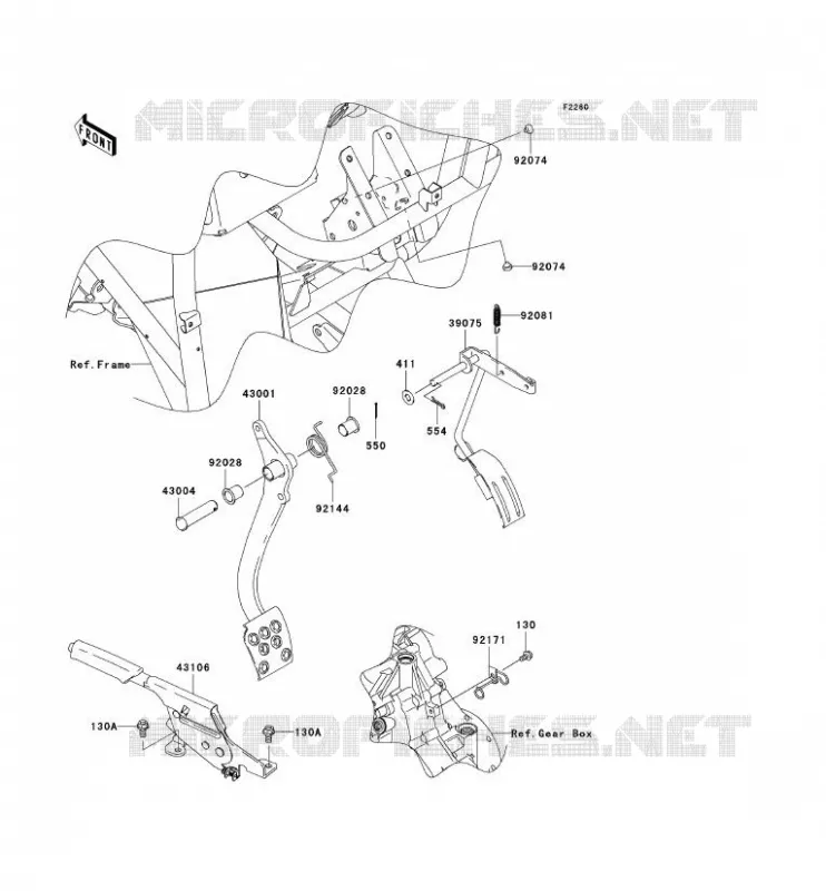 PEDALE DE FREIN/LEVIER ACCELERATEUR Kawasaki SSV 400 2005 MULE 610 4X4  KAF400-A1