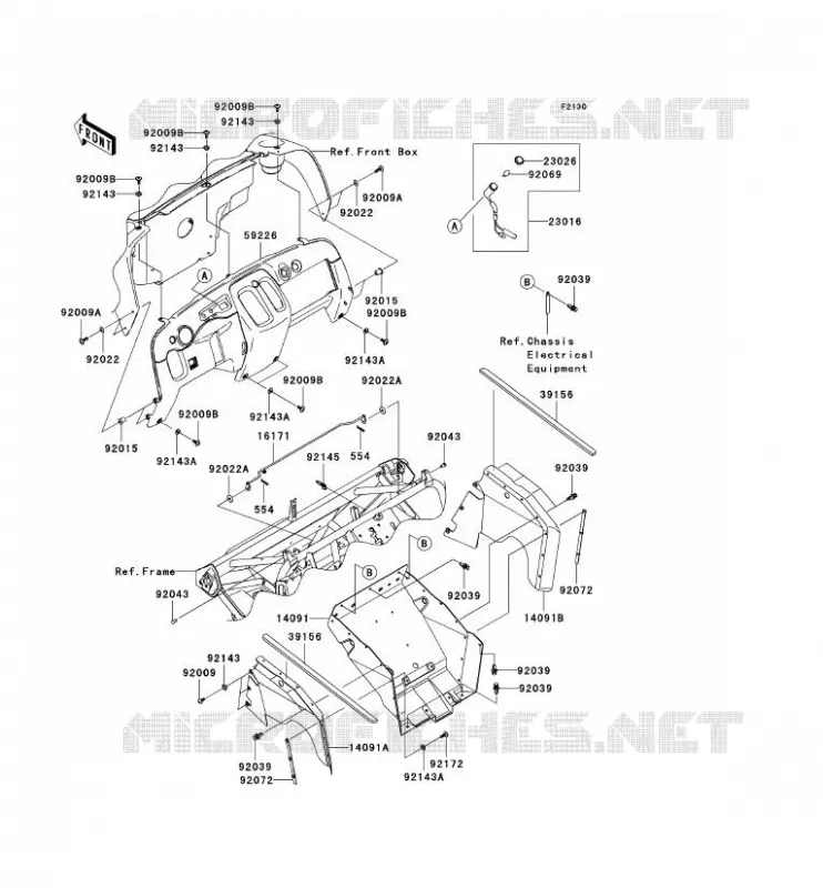 PIECE DE CADRE(AVANT) Kawasaki SSV 400 2005 MULE 610 4X4  KAF400-A1