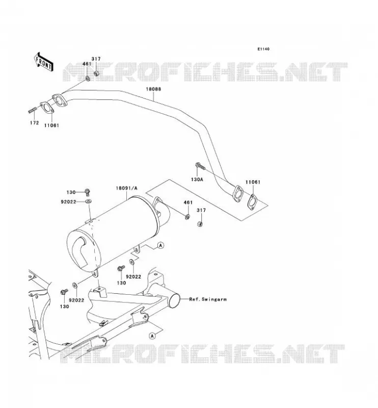 &Eacute;CHAPPEMENT Kawasaki SSV 400 2006 MULE 610 4X4  KAF400A6F