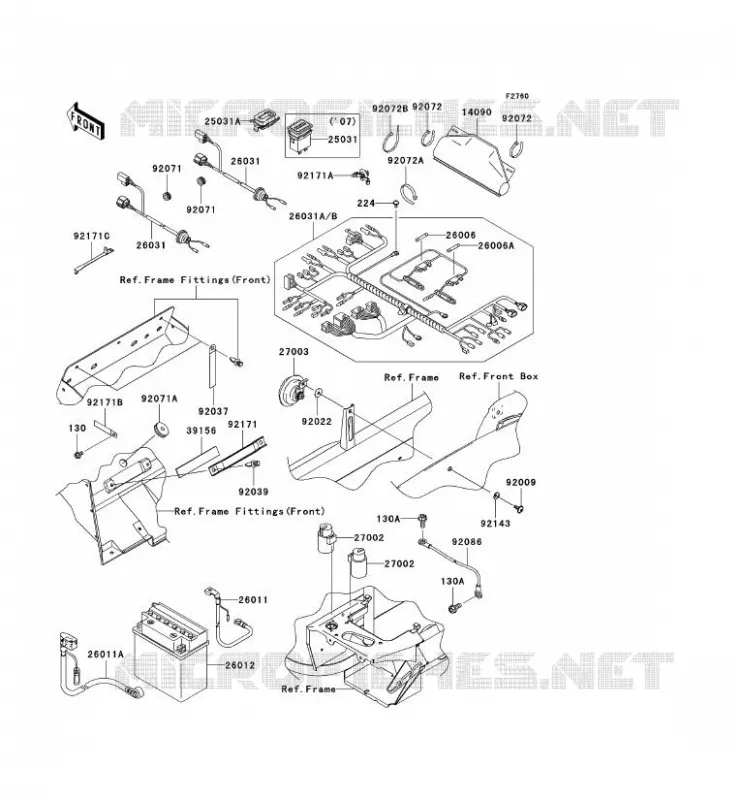 CHASSIS EQUIPMENT ELECTRIQUE Kawasaki SSV 400 2007 MULE 610 4X4  KAF400A7F