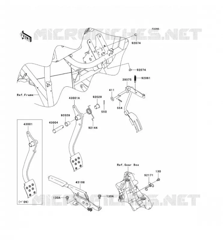 PEDALE DE FREIN/LEVIER ACCELERATEUR Kawasaki SSV 400 2007 MULE 610 4X4  KAF400A7F